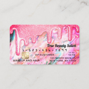 Carte De Visite Fille Neon Coral Pearl Parties scintillant de perl
