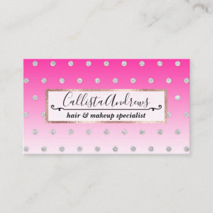 Carte De Visite Fille Parties scintillant moderne Pois Neon rose O