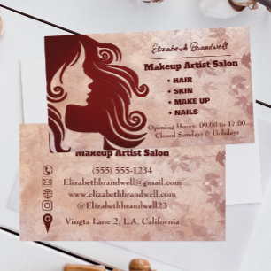 Carte De Visite Fille Rose tendance Parties scintillant maquillage
