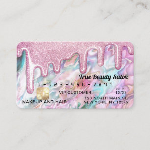 Carte De Visite Fille rose Turquoise Pearl Opal Parties scintillan