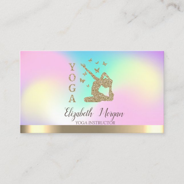 Carte De Visite Fille Silhouette Ombre instructeur de yoga hologra (Devant)