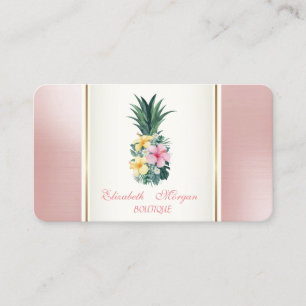 Carte De Visite Fille tendance moderne ananas Fleurs tropicales