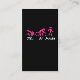 Carte De Visite Filles Tri Harder Swim Bike Run Funny Triathlon