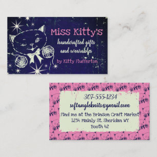 Carte De Visite Fils de chat Kitty tricot crochet homespun