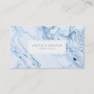 Carte De Visite Fils de marbre moderne blanc et gris bleu