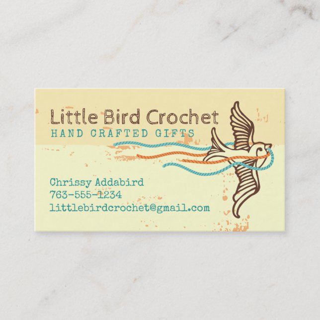Carte De Visite Fils d'oiseaux tricot crochet artisanat artisanal (Devant)