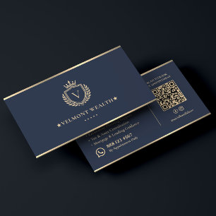Carte De Visite Finance de richesse de luxe bleu foncé fausse crêt