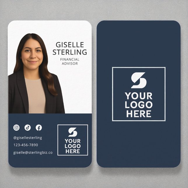 Carte De Visite Financial Advisor Marine Photo logo (Créateur téléchargé)