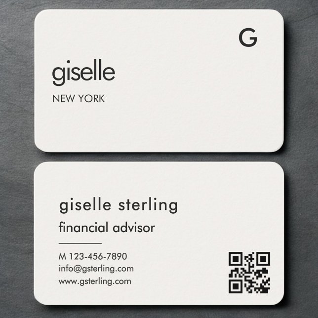 Carte De Visite Financial Advisor Neutral QR Code (Créateur téléchargé)