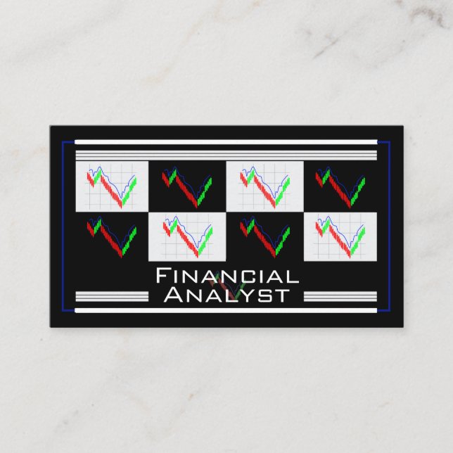Carte De Visite Financial Analyst Money Strategy Colorful Graphs (Devant)
