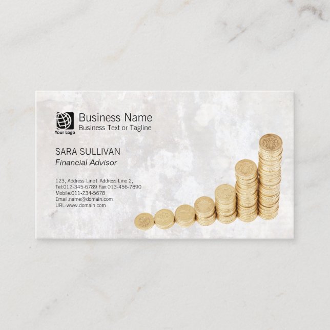 Carte De Visite FinancialAdvisor FinanceServices Pièces d'argent (Devant)