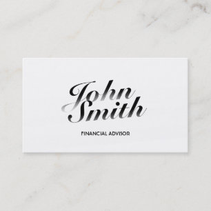 Carte de visite financier blanc chic de conseiller