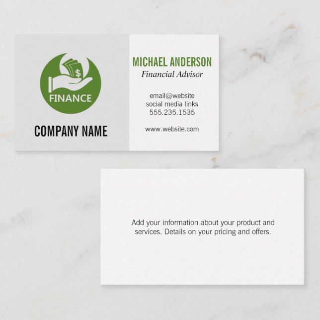 Carte De Visite Financier | Logo d'investissement (Devant / Derrière)