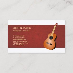 Carte De Visite Finition en soie élégante de guitare de professe