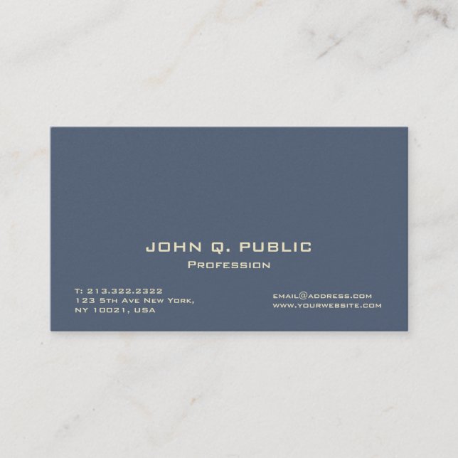 Carte De Visite Finition moderne de la perle Dark Blue Premium (Devant)