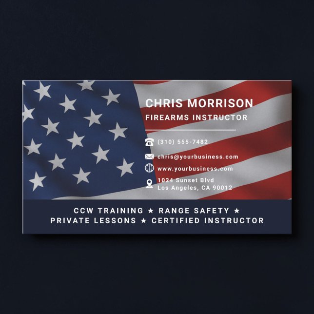 Carte De Visite Fire Arms Instructor Patriotic Professional (Créateur téléchargé)