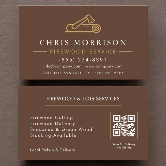 Carte De Visite Firewood Delivery QR Code (Créateur téléchargé)