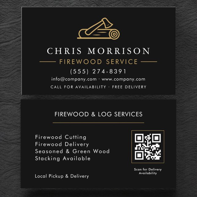 Carte De Visite Firewood QR Code (Créateur téléchargé)