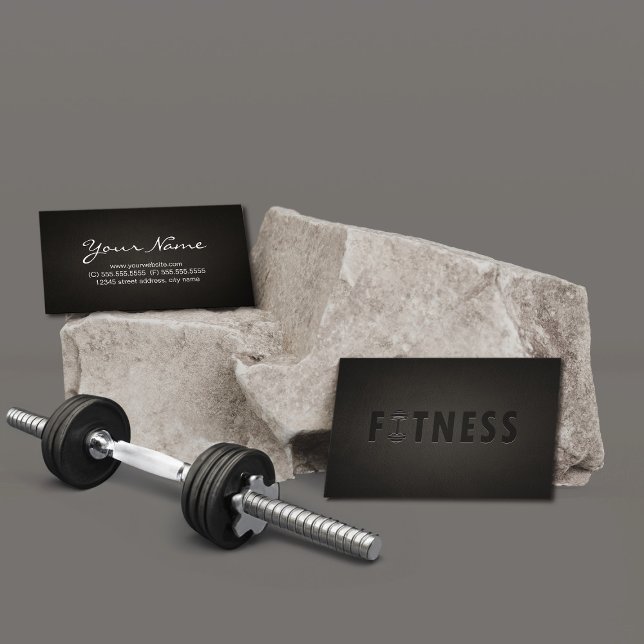 Carte De Visite Fitness Modern Bold Texte Élégant Dark Professiona (Créateur téléchargé)