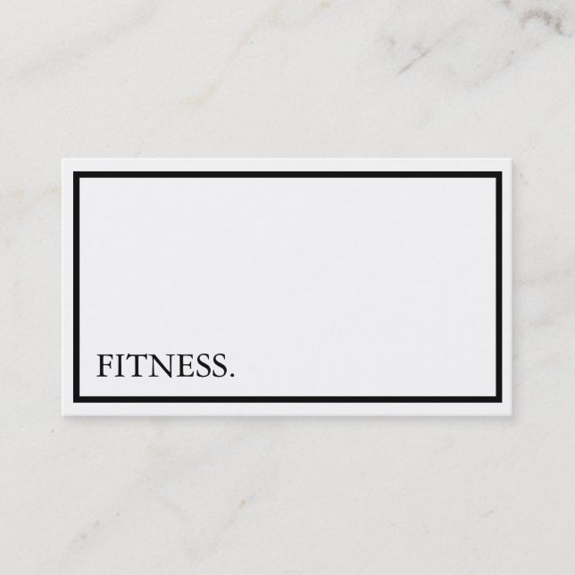 Carte De Visite Fitness moderne noir & blanc (Devant)