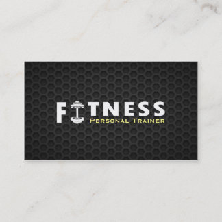 Carte De Visite Fitness Personal Trainer Bold Text Dumbbell Logo