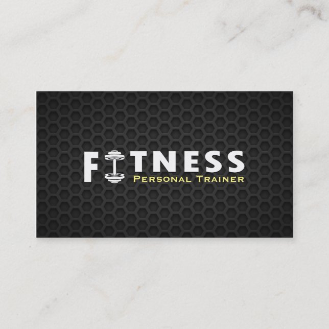 Carte De Visite Fitness Personal Trainer Bold Text Dumbbell Logo (Devant)