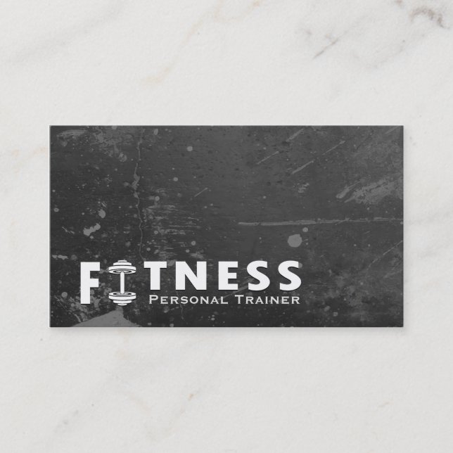 Carte De Visite Fitness Personal Trainer Bold Text Dumbbell Logo (Devant)