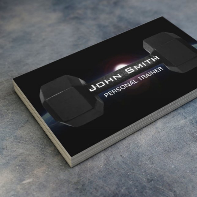 Carte De Visite Fitness Personal Trainer Dumbbell & Earth (Créateur téléchargé)