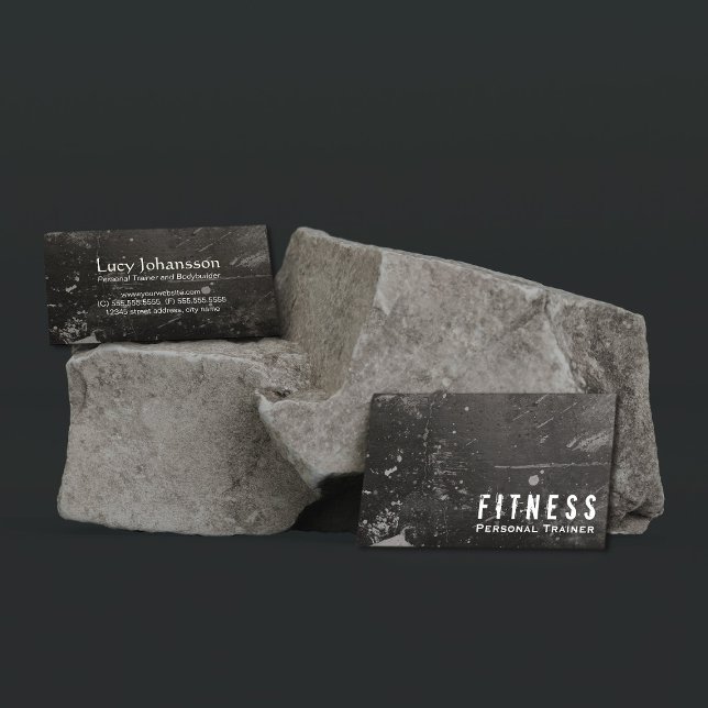 Carte De Visite Fitness Professionnel Entraîneur Personnel Grunge  (Créateur téléchargé)