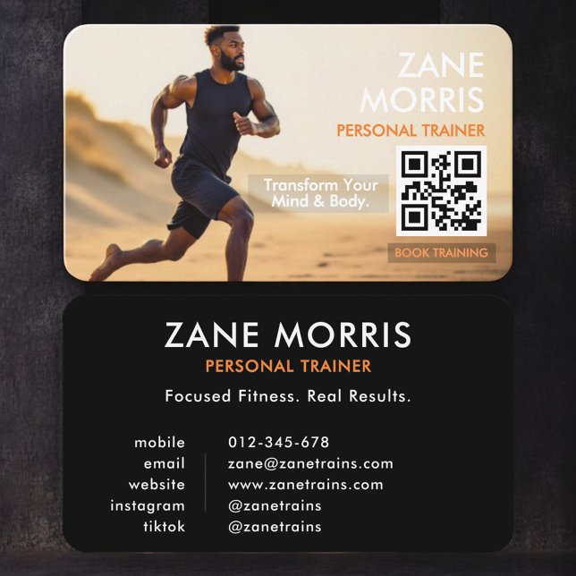 Carte De Visite Fitness Trainer Photo QR Code (Créateur téléchargé)