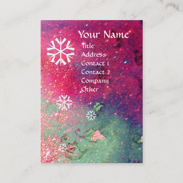 Carte De Visite FLAKES À NEIGE Papier Platine argent (Devant)