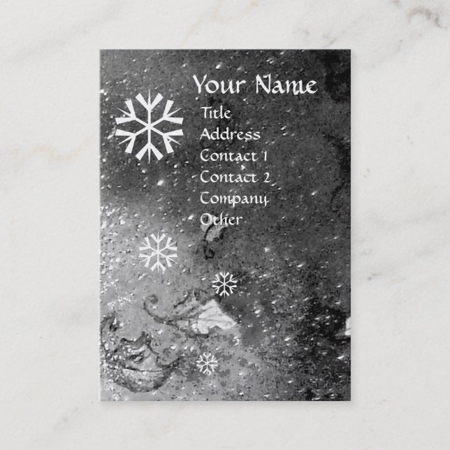 Carte De Visite FLAKES DE NEIGE EN PARKLES D'ARGENT, papier perlé (Devant)
