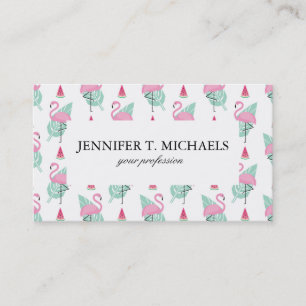 Carte De Visite Flamant rose et pasmelon Pastel Motif