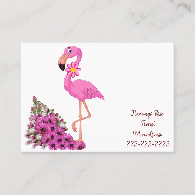 Carte de visite, Flamant rose fleuriste Carte de v (Devant)
