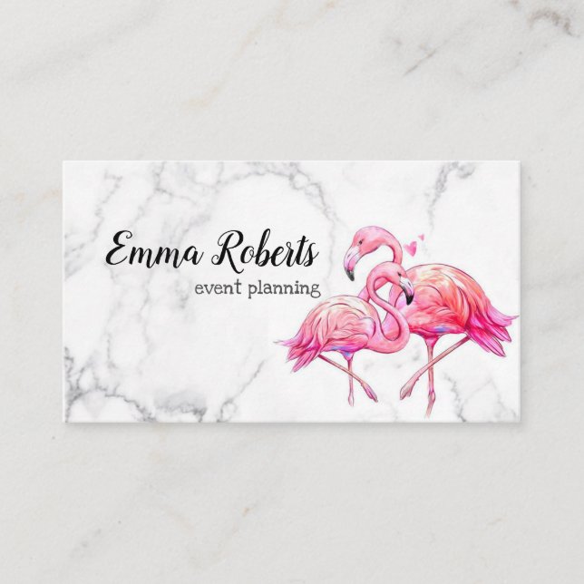 Carte De Visite Flamant rose floral tropical géométrique (Devant)