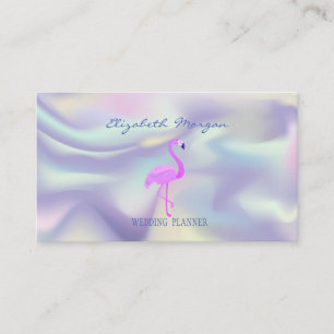 Carte De Visite Flamant Rose Professionnel, Holographique