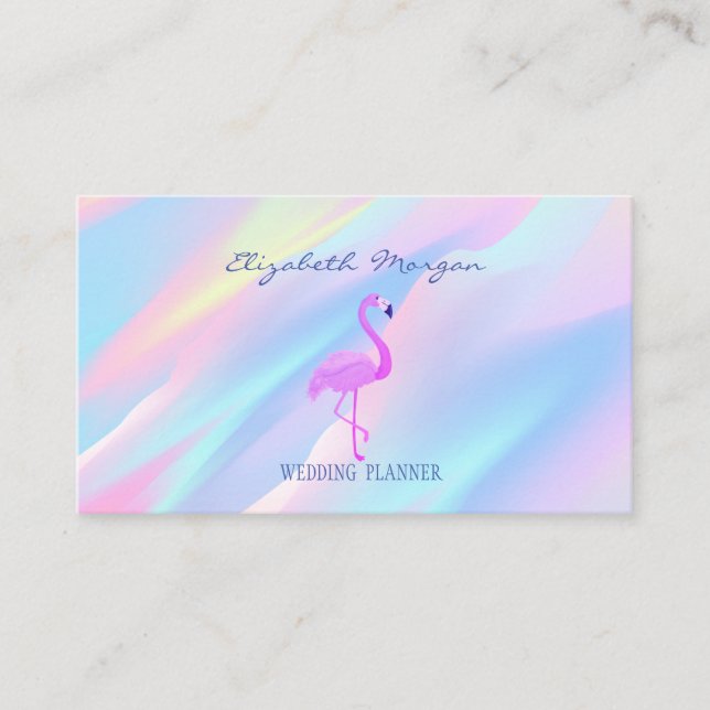 Carte De Visite Flamant rose rose professionnel, Holographique Abs (Devant)