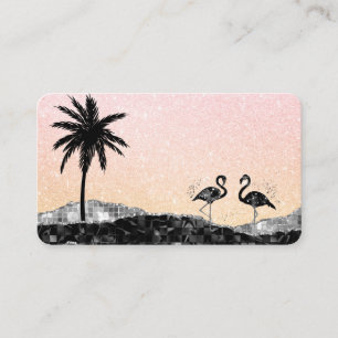 Carte De Visite *~* Flamant rose Tropical Agate Crystal Palm Tree