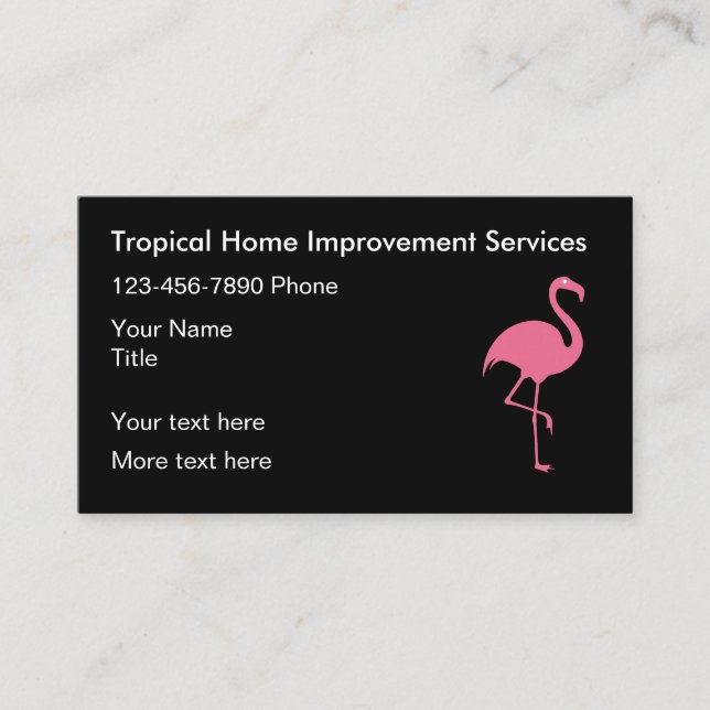 Carte De Visite Flamant rose tropical Amélioration des maisons  (Devant)