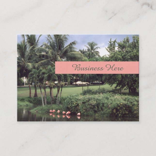 Carte De Visite Flamants roses Tropical Thème Rétro Palms (Devant)