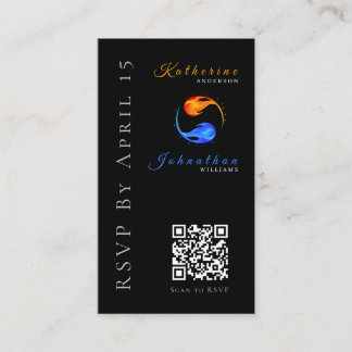 Carte De Visite Flames RSVP-Mariage-QR Code-Twin