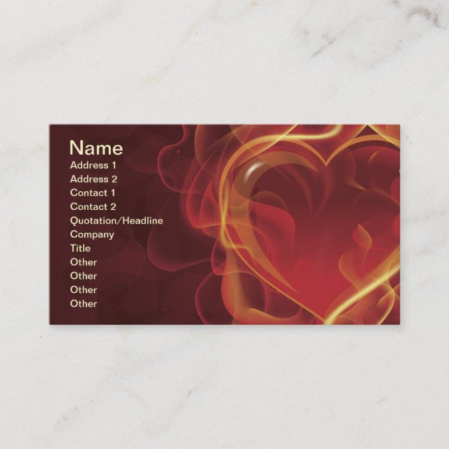 Carte De Visite FlamingFlamingHeart feu d'amour rouge foncé flamme (Devant)