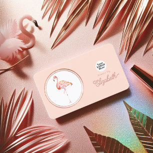Carte De Visite Flamingo Rose Gold Tropical et Rose Pâle