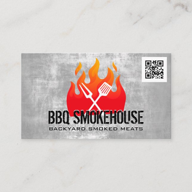 Carte De Visite Flamme de feu | Outils BBQ (Devant)