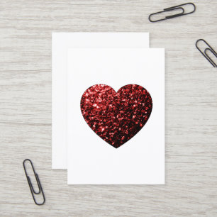 Carte De Visite Flamme de parties scintillant de coeur rouge foncé