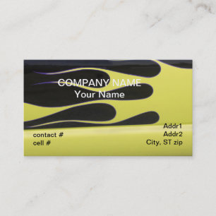 Carte De Visite flammes jaunes de hotrod sur le noir