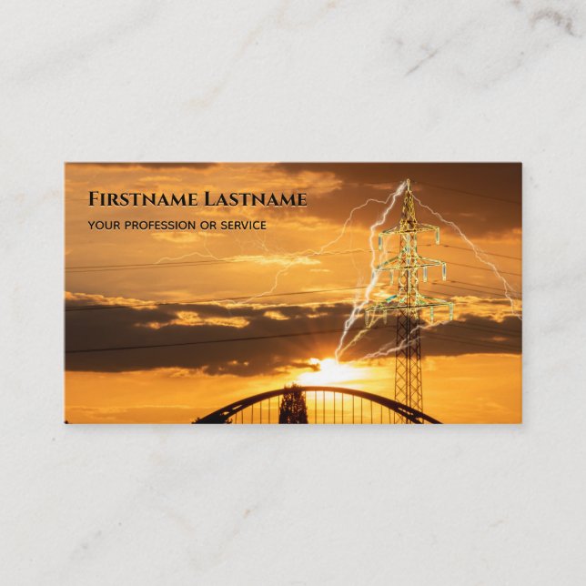 Carte De Visite Flashs d'électricité de foudre pour électriciens (Devant)