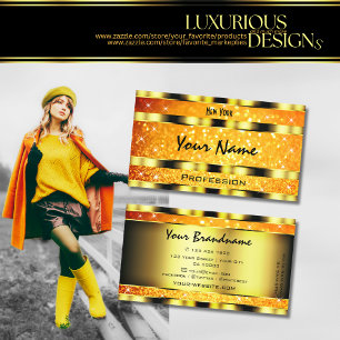 Carte De Visite Flashy Gold Orange Parties scintillant rayonnante 