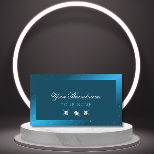 Carte De Visite Flashy Shimmery Turquoise Sparkling Diamonds éléga (Créateur téléchargé)