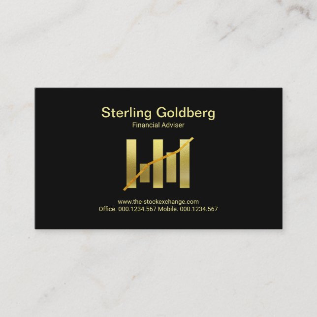 Carte De Visite Flaux Gold Stock Exchange Graph Financial (Devant)